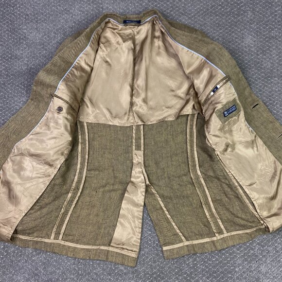 Lands End Baird McNutt Blazer Sport Coat Men's 38R Fits 36S Golden Brown Linen - Picture 5 of 15